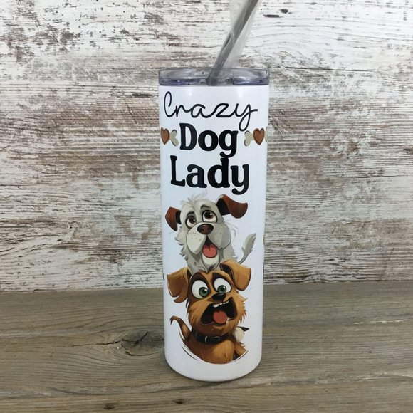 Crazy Dog Lady 20 oz Skinny Tumbler - Picture 1 of 5